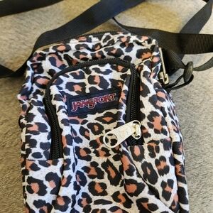 Jansport Leopard Print Sling/Crossbody with Black Straps